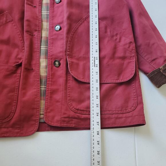Vtg Lands' End Jacket Womens Small Red Canvas Barn Chore Corduroy Flannel Lined - Picture 8 of 11